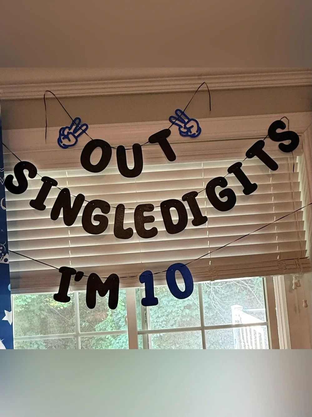 Blue & Silver 'Happy 10th Birthday' Vertical Banner - With Party Decorations